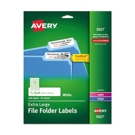 Avery Dennison LABEL, XL FF 1/3 CUT, WHT 5027